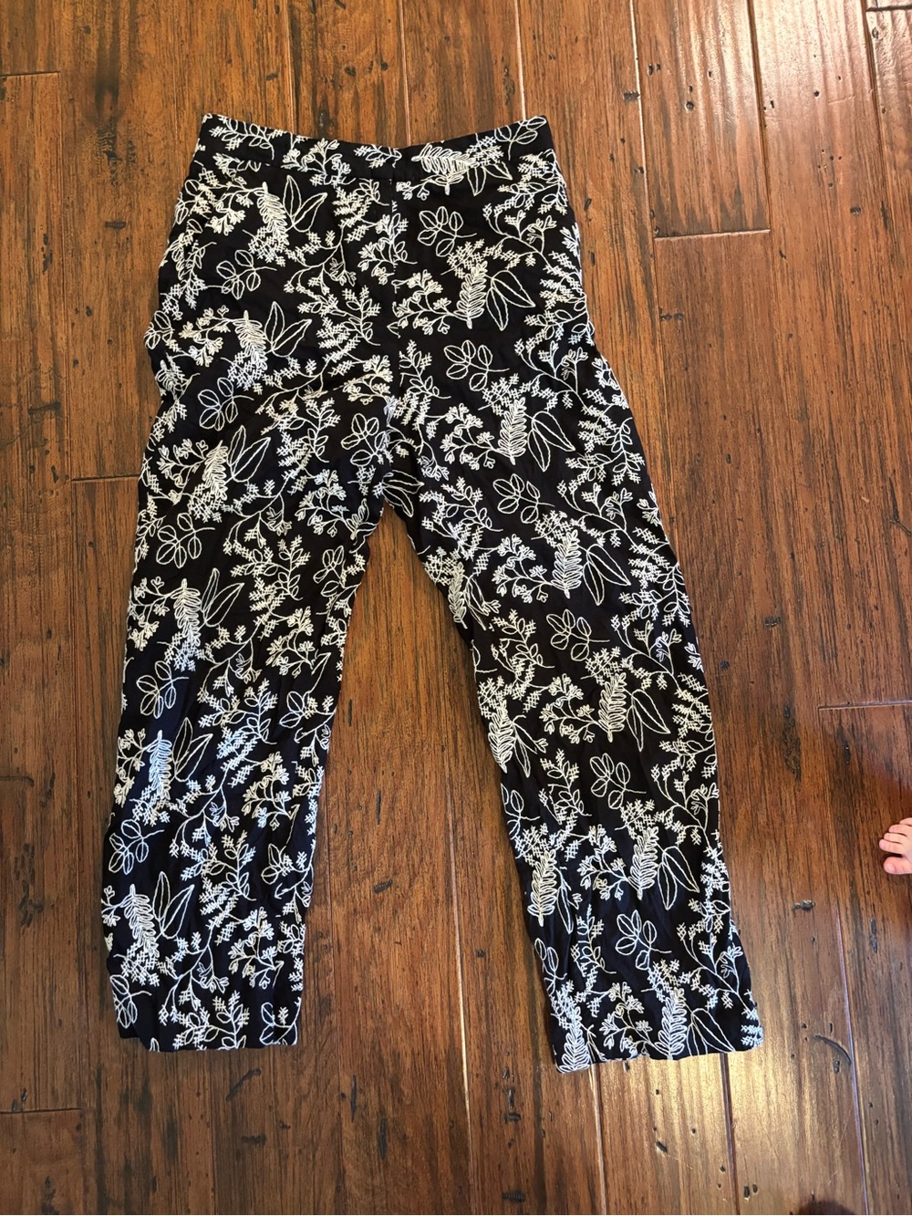 Zara Embroidered Black & White Floral pants